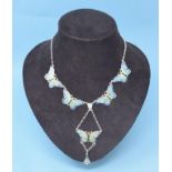 A silver and enamel butterfly necklace Modern