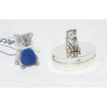 A silver bear pincushion and bear pinbox (2) Modern