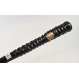 An historically interesting walking cane, having a natural oryx horn shaft and a carved wood