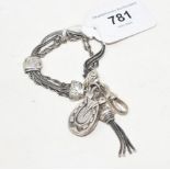 A silver bracelet with agate set horseshoe lock Modern