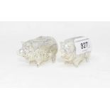 A pair of novelty silver plated pig salt and pepper pots Modern