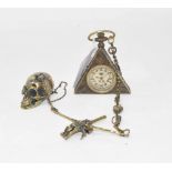 A masonic style pocket watch, on a skull watch chain Modern