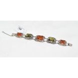 A silver and amber style bracelet Modern