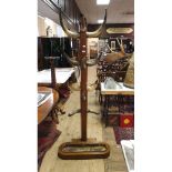 A late Victorian oak hallstand, the hooks made from cow horns, 76 cm wide