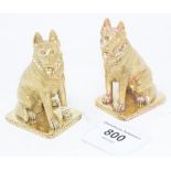 A pair of 18ct gold plated Alsatian dog salt and pepper pots Modern