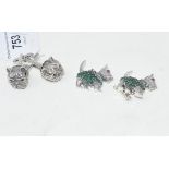 Two pairs of silver dog cufflinks (2) Modern