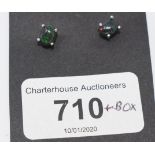A pair of silver and black Ethiopian oval stud earrings, boxed