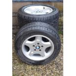 A set of four BMW five spoke alloy wheels, 7Jx116H2, with tyres (4)