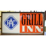 A RAC Grill Inn hanging light box, 69 cm wide Report by RB Sold as a decorative item, will need re-