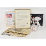 A baseball ball, signed by Barack Obama, with certificate, a signed photograph of Michael Jackson,