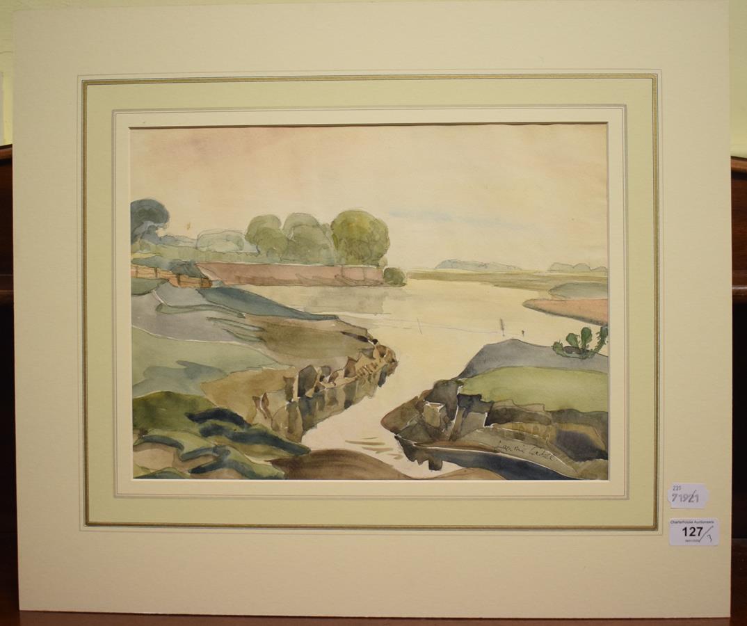 Gilbert Laurie Cadell (1909-1993), a river estury, watercolour and pencil, signed, 27 x 36 cm, and