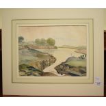 Gilbert Laurie Cadell (1909-1993), a river estury, watercolour and pencil, signed, 27 x 36 cm, and