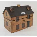 A painted tea caddy, in the form of a house, 26 cm high Modern