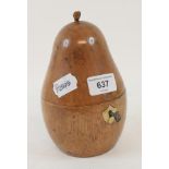 A tea caddy, in the form of a pear, 17 cm high Modern With a key. Finial with slight loss