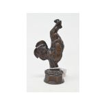 A bronze cockerel, marked Elkington, probably for a car mascot, 12 cm high