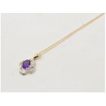 A 9ct gold, amethyst and diamond necklace