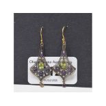 A pair of Victorian style drop earrings, with peridot, amethyst and diamonds