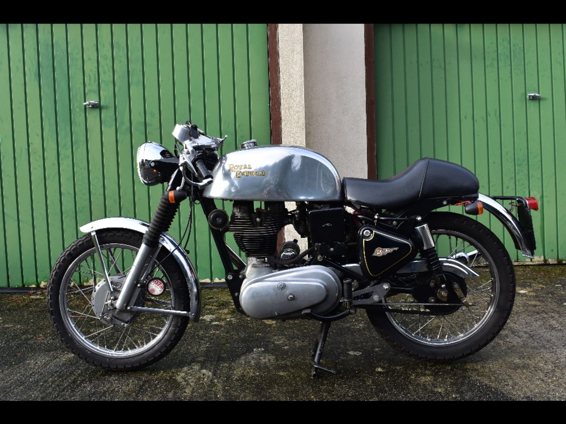 A 2005 Royal Enfield Bullet 500 Café Racer, registration number KE05 MTO, frame number