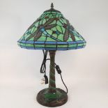 A Tiffany style lamp, decorated dragonflies, 55 cm high Modern