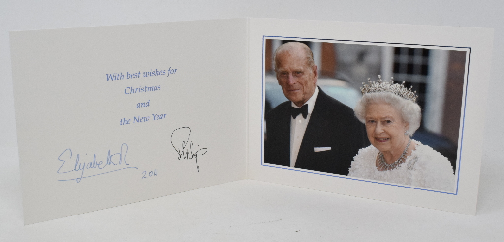 Royalty interest: A HM Queen Elizabeth II and HRH The Duke of Edinburgh Christmas card, 2011, with