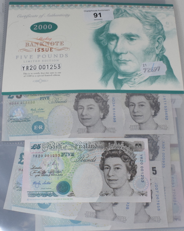 Assorted Elizabeth II £5 and £10 banknotes Report by RB Face value £110