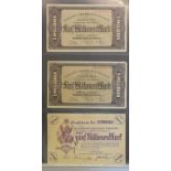 A collection of German hyperinflation, other banknotes and ephemera, in a file