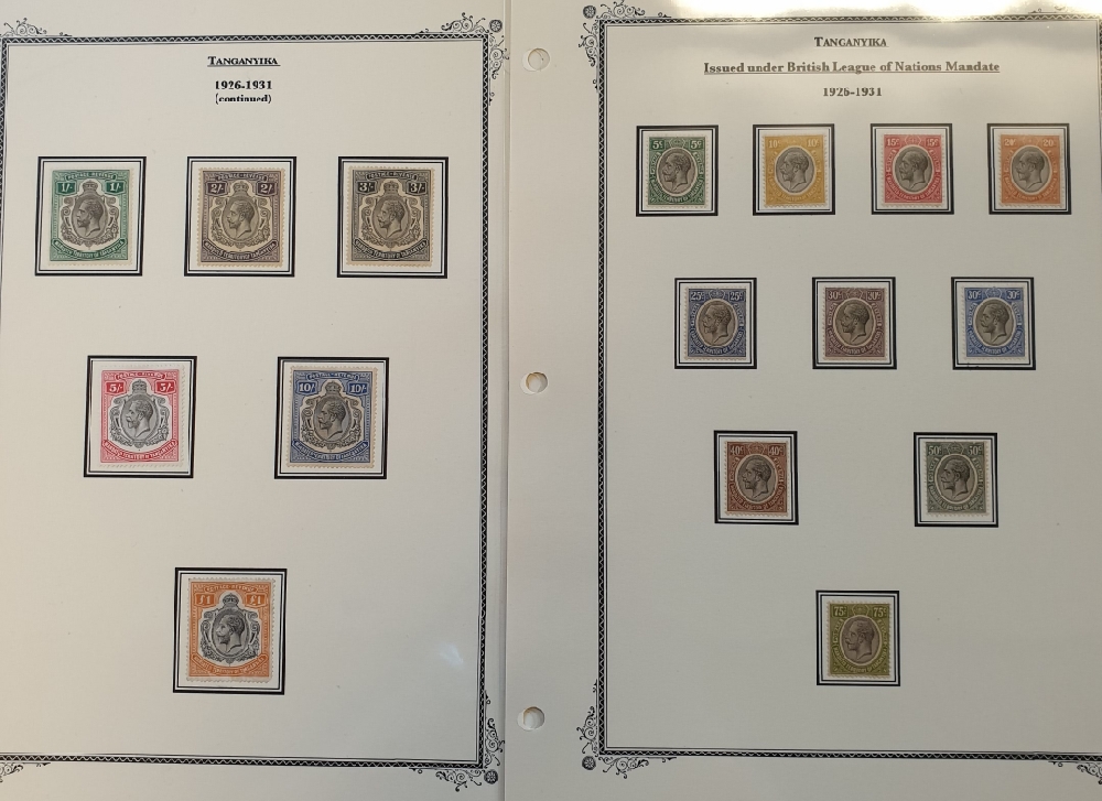 A group of Tanganyika stamps, 1927-31 GV head set to £1 o.g. mounted on two album pages, SG93-107,