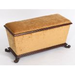 A Victorian upholstered ottoman, of small proportions, on scroll toes, 79 cm wide See illustration