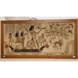 A needlework panel/hanging, decorated Egyptian figures, 63 x 139 cm
