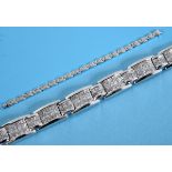 An 18ct white gold and princess cut diamond line bracelet, diamonds approx. 4ct See illustration