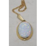 A 9ct gold and gilson opal necklace