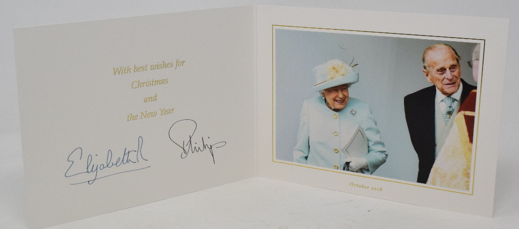 Royalty interest: A HM Queen Elizabeth II and HRH The Duke of Edinburgh Christmas card, 2018, with