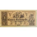 An Amercian banknote, Canal & Banking Co (New Orleans), $5 18--, unissued, other American banknotes,