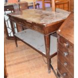 A George III style mahogany serving table, on tapering square legs with spade feet, 138 cm wide