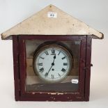 A ship's bulkhead type clock, the 16 cm diameter dial with Roman numerals, in a brass case, in a