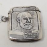 A silver vesta case, embossed a bust of Edward VII Modern