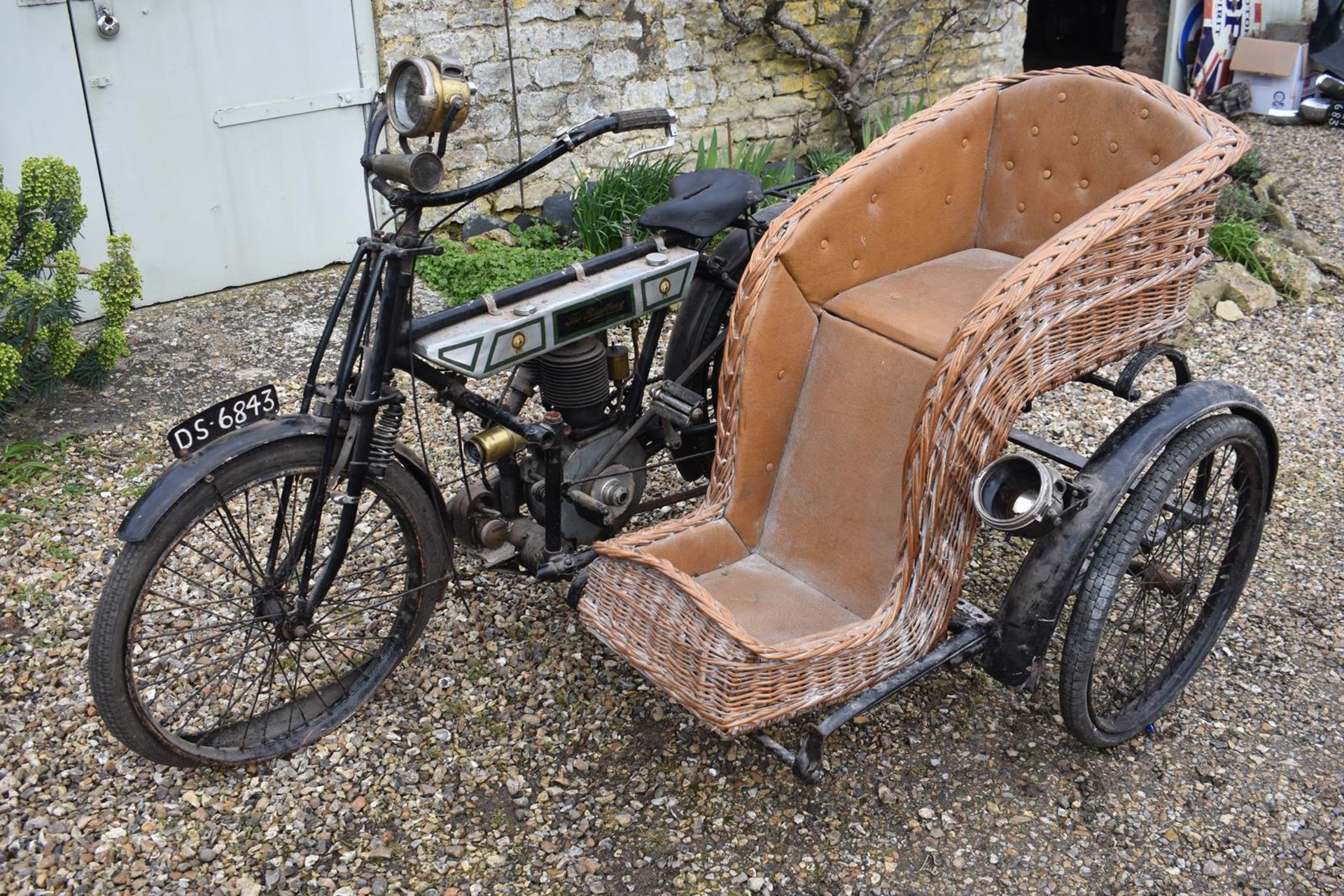 A 1911 Bradbury De Luxe Flat Tank Combination Registration number DS 6843 Wicker single chair - Image 3 of 21