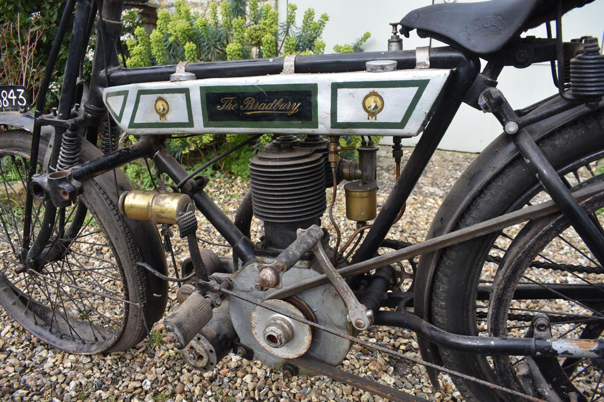 A 1911 Bradbury De Luxe Flat Tank Combination Registration number DS 6843 Wicker single chair - Image 7 of 21