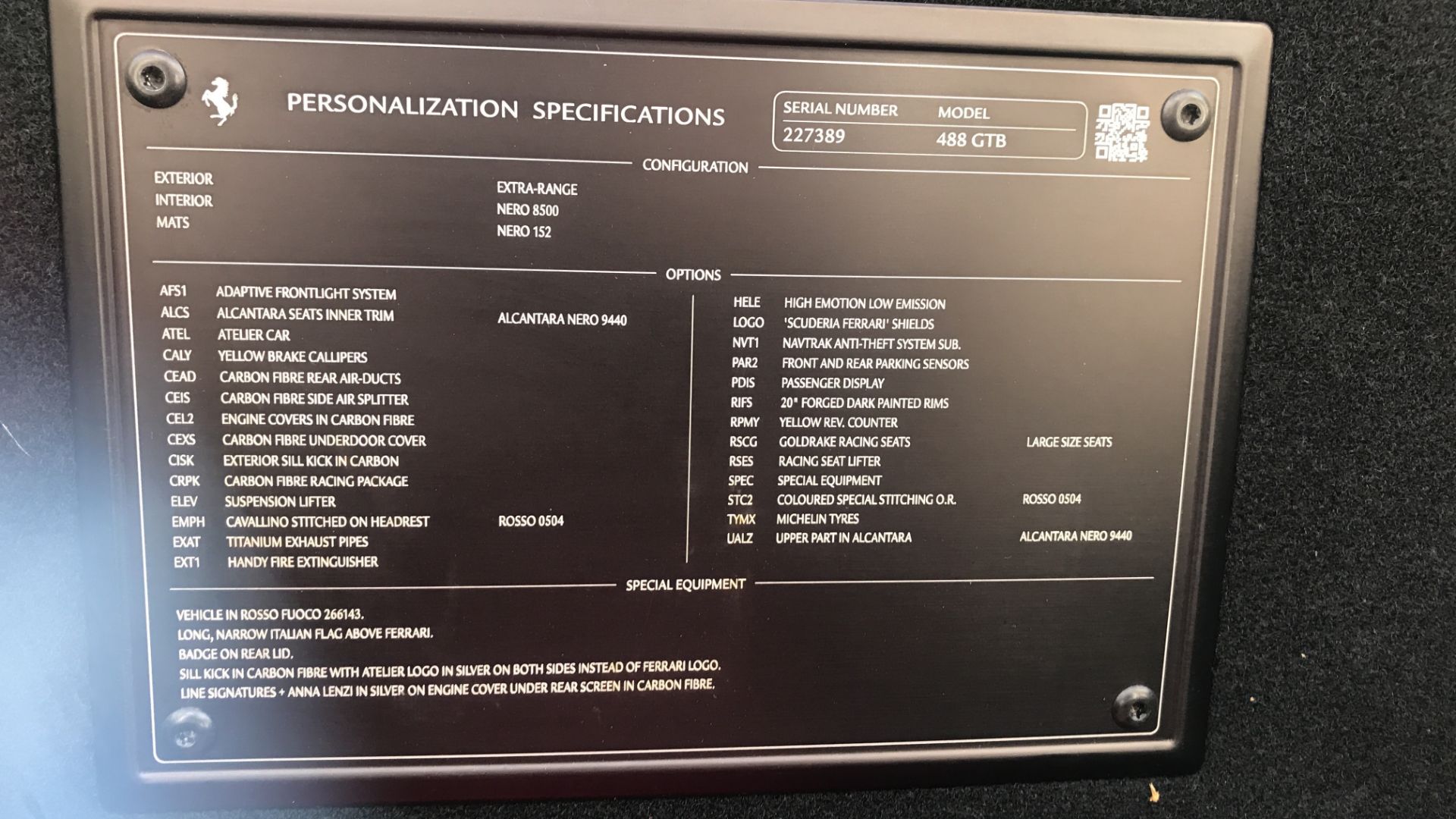 A 2017 Ferrari 488 GTB Registration number WO17 XWW Unique Rosso Fuoco 3 layer paint First MOT due - Image 8 of 8