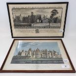 A coloured engraving A View of Richmond Palace, a Buck East View of King Henry VII Palace, on