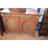 A 19th century mahogany chiffonier base, 122.5 cm wide, an oak open bookcase, 34 cm wide, a