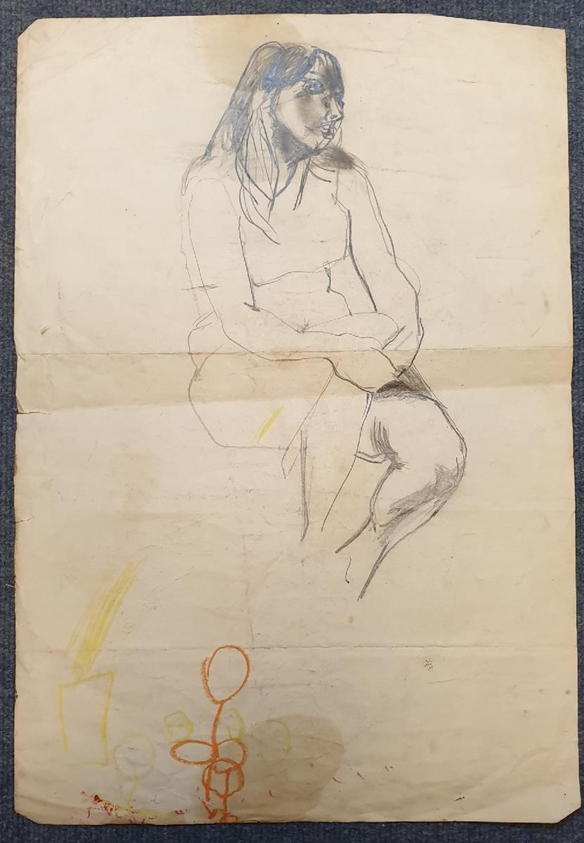 Modern British school, circa 1960, sketch of a lady, thought to be Ann Upton (later Graves), - Image 2 of 7