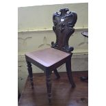 A Victorian mahogany hall chair, and a tripod table, with a piecrust top, 43 cm wide Report by RB
