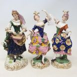 A pair of Samson porcelain figures, of ladies dancing, 25 cm high, and another similar 24.5 cm