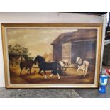 English school, a farmer with his horses, oil on canvas, 70 x 111 cm
