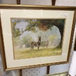 Mark Smallman, two donkeys, watercolour, signed and dated 1988, 36 x 46 cm, and other assorted