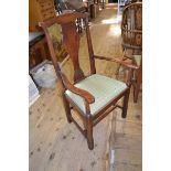 A French cherrywood farmhouse table, on tapering square legs, 201 cm wide, and a set of eight