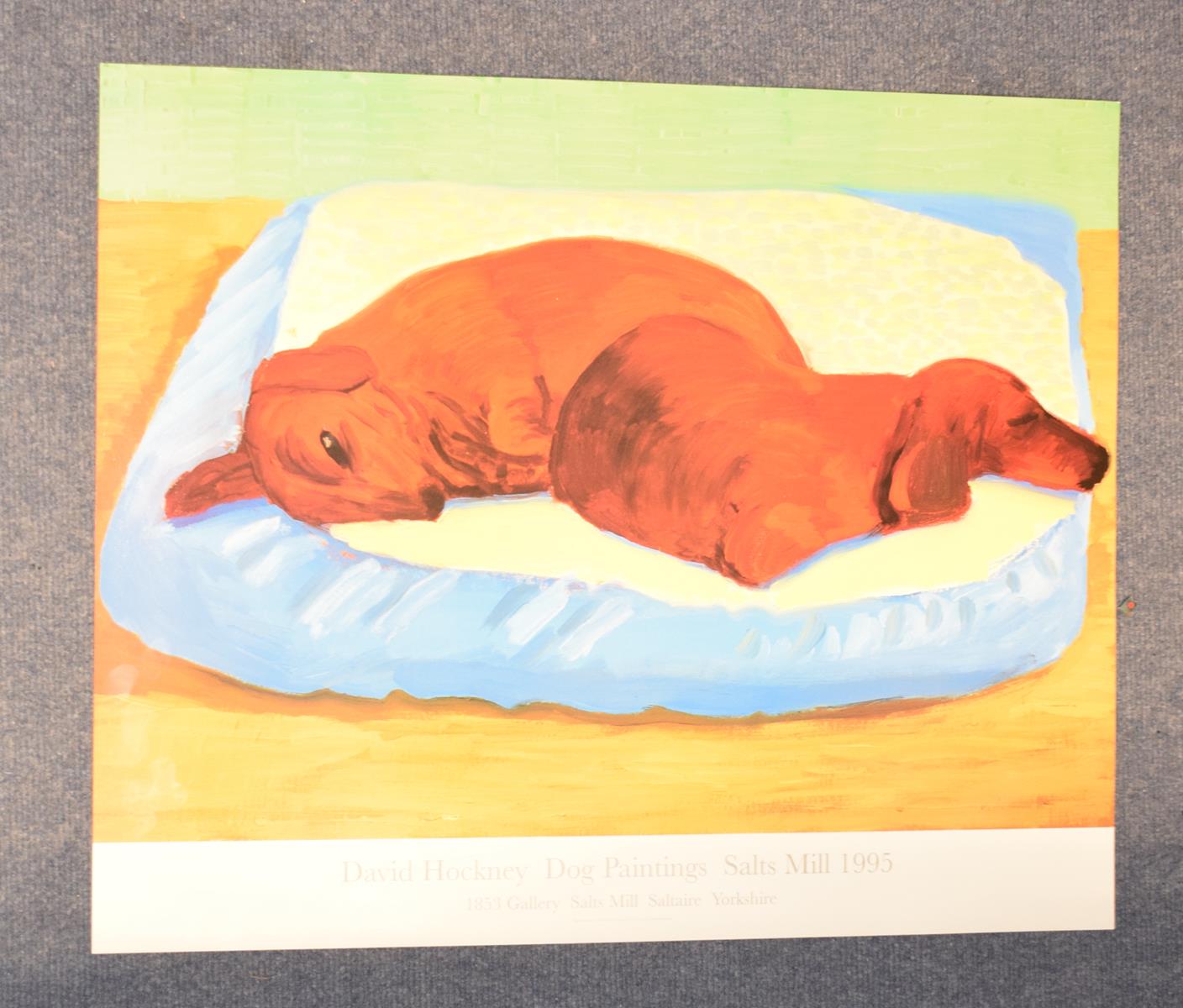 After David Hockney, dog paintings, Salts Mill 1995, colour poster, 53 x 65 cm and another (both - Image 3 of 3