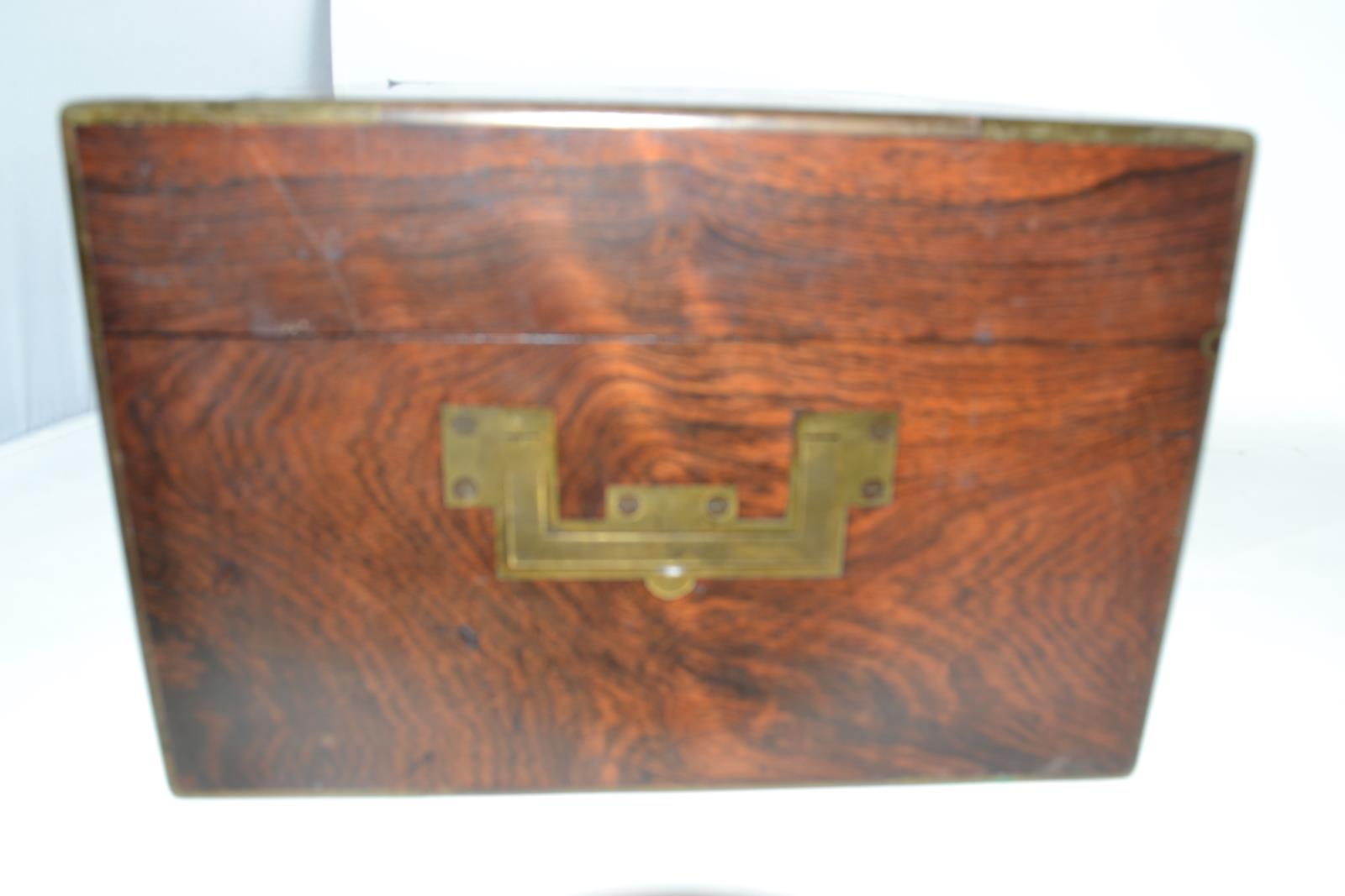 A Victorian rosewood travelling dressing case, the silver mounts initialled and ingraved scrolling - Image 3 of 11