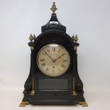 A mantel clock, the 13.5 cm diameter silvered dial signed James Duncan, Chancery Lane, London,